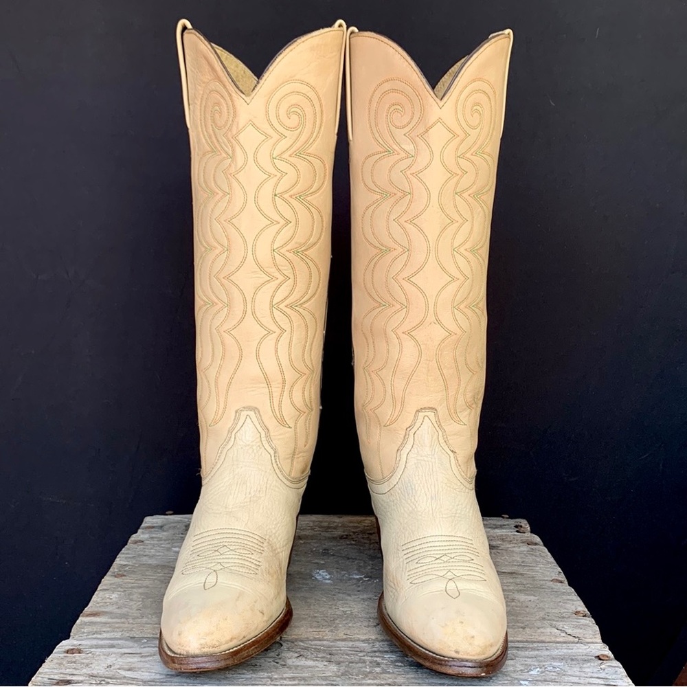 FRYE Vintage Rare Tall Knee High Stitching Cowgirl Cowboy Western Boots Size 9 - Picture 4 of 13